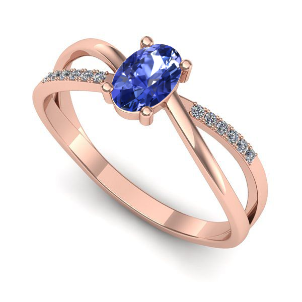 Inel din aur roz cu tanzanit