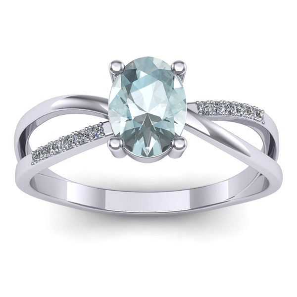 Inel de logodna cu aquamarin oval