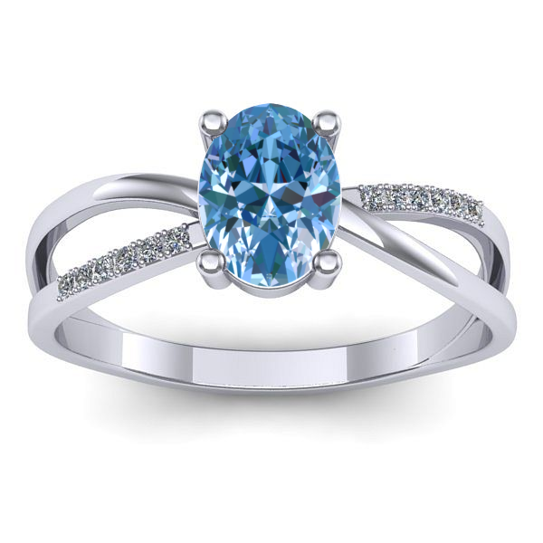 Inel de logodna cu diamant de laborator albastru oval