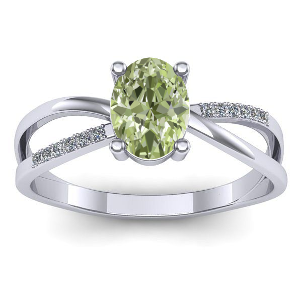 Inel de logodna cu diamant de laborator verde oval