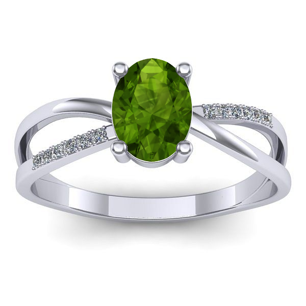 Inel de logodna cu peridot oval