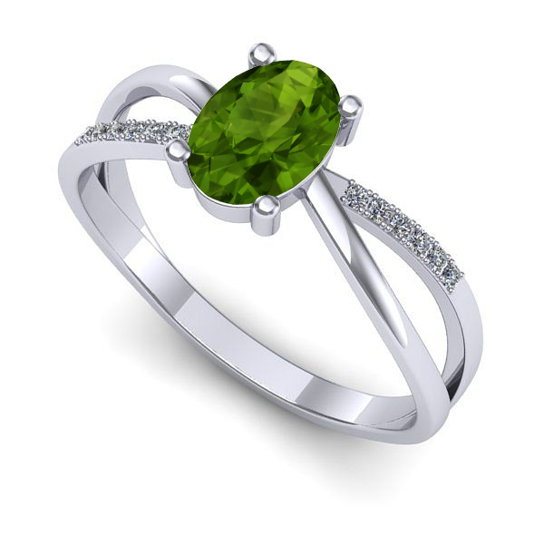 Inel de logodna din aur alb cu peridot