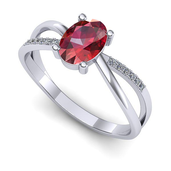 Inel din aur alb cu rubin