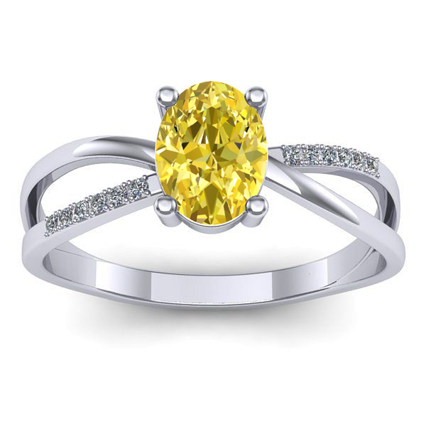 Inel logodna cu safir galben oval