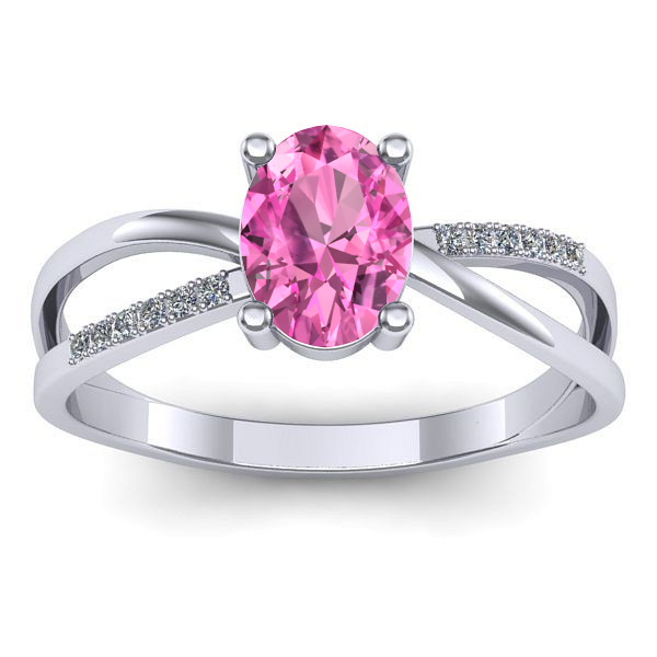 Inel de logodna cu safir roz oval