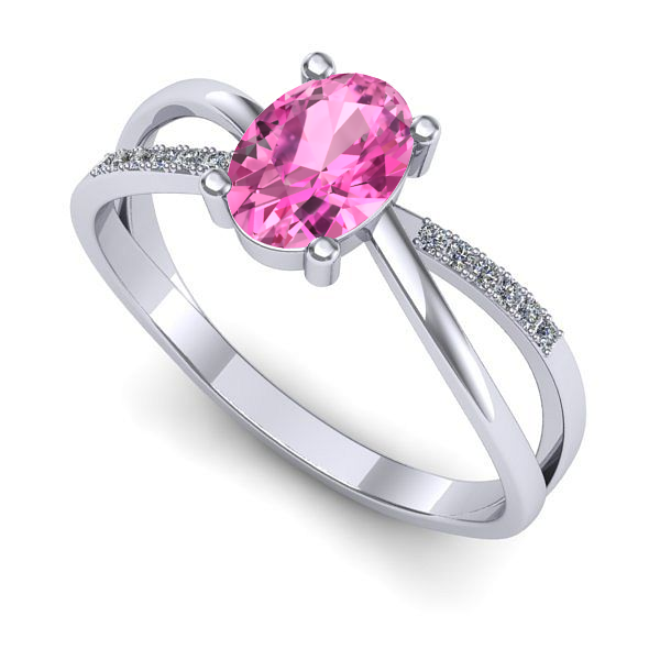 Inel din aur alb cu safir roz