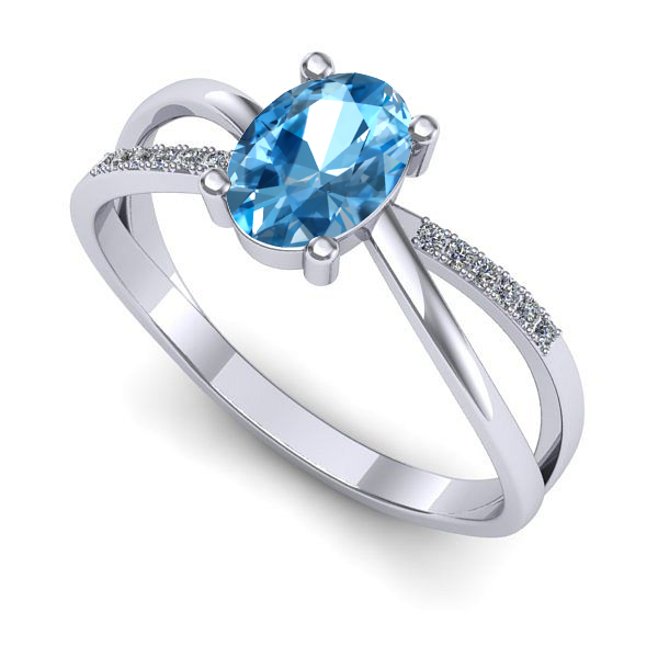 Inel logodna din aur alb cu topaz blue