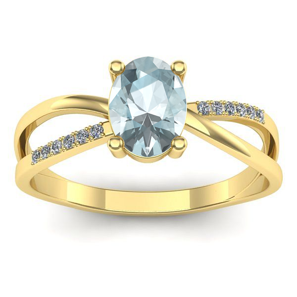 Inel de logodna cu aquamarin oval