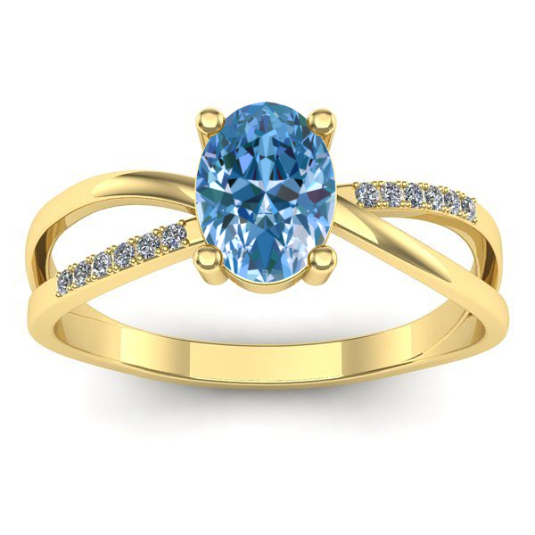 Inel de logodna cu diamant de laborator albastru oval