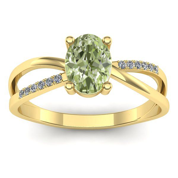 Inel logodna cu diamant de laborator verde oval