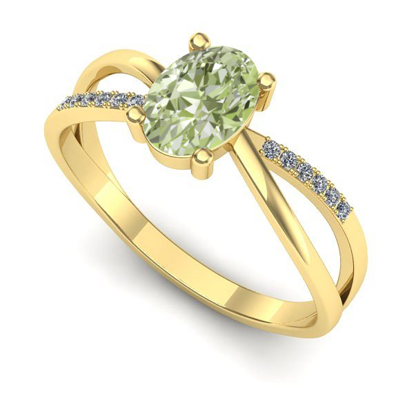 Inel din aur galben cu diamant de laborator verde