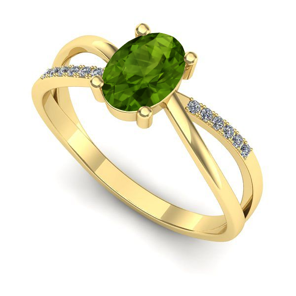 Inel logodna din aur galben cu peridot