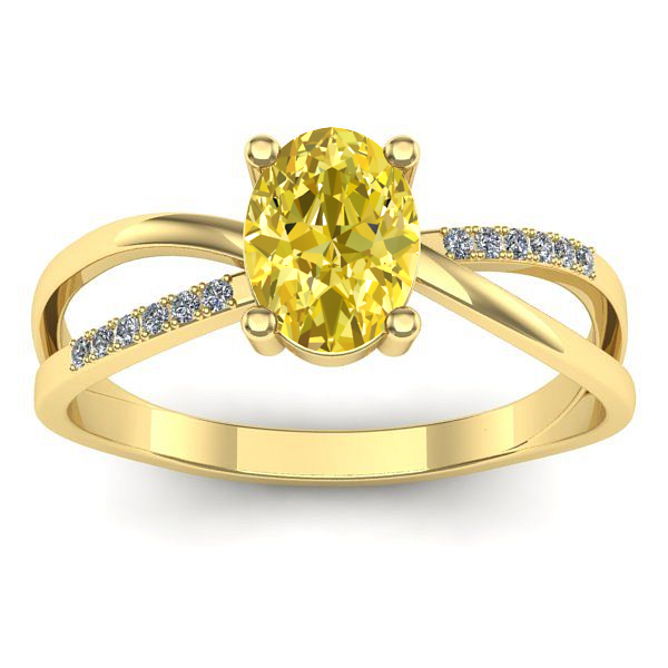 Inel cu safir galben oval