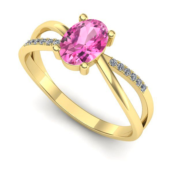 Inel logodna din aur galben cu safir roz