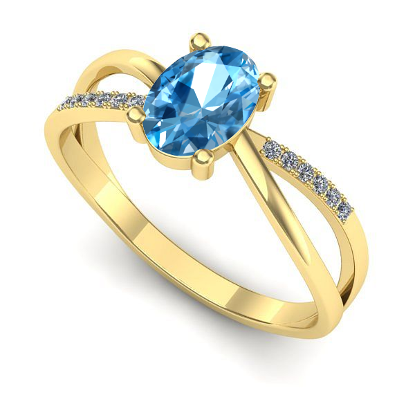Inel din aur galben cu topaz blue