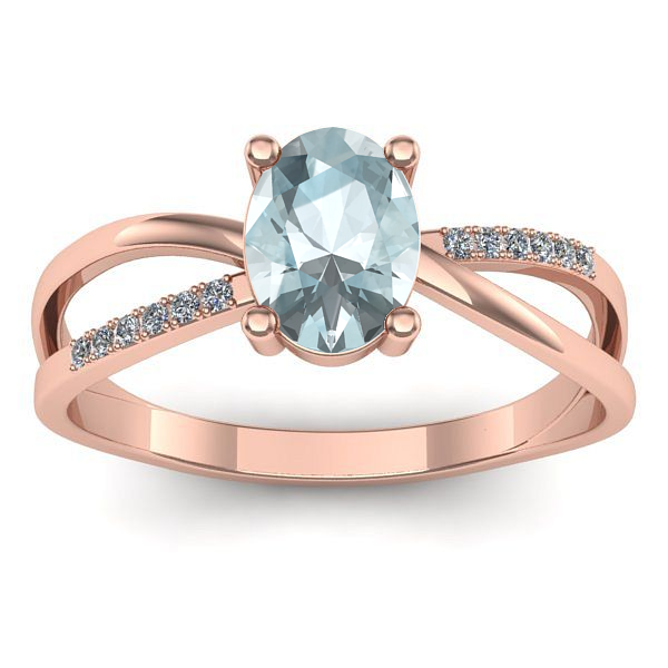 Inel de logodna cu aquamarin oval