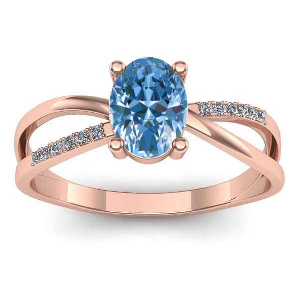 Inel cu diamant de laborator albastru oval