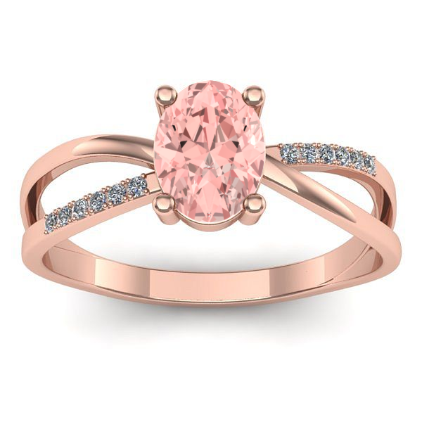 Inel cu diamant de laborator roz oval