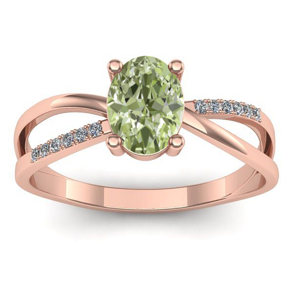 Inel logodna cu diamant de laborator verde oval