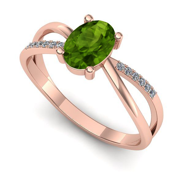 Inel de logodna din aur roz cu peridot