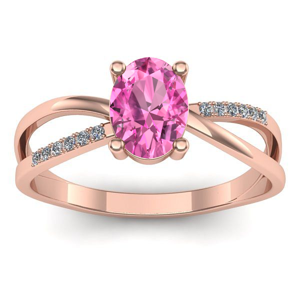 Inel cu safir roz oval
