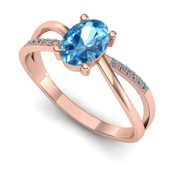 Inel din aur roz cu topaz blue