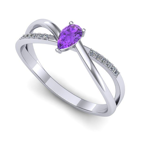 Inel din aur alb cu ametist