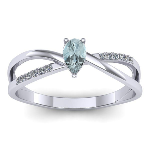 Inel de logodna cu aquamarin lacrima