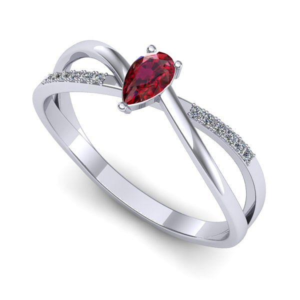 Inel din aur alb cu rubin