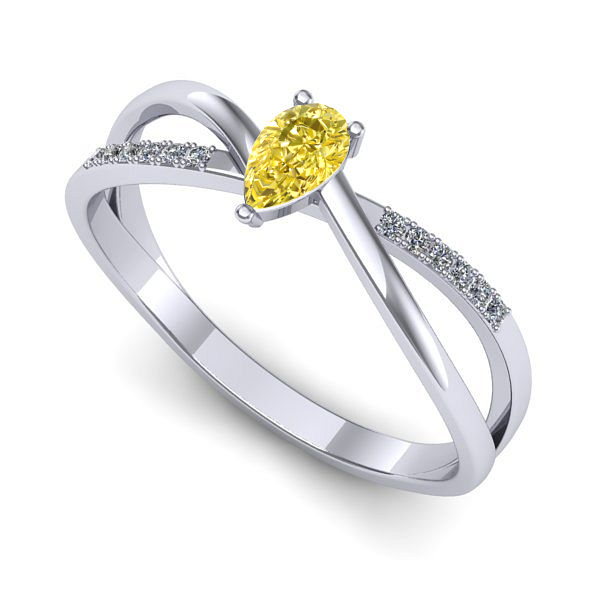 Inel din aur alb cu safir galben