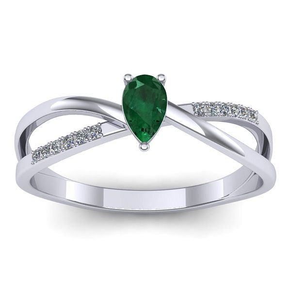 Inel logodna cu smarald lacrima