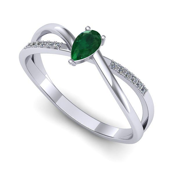 Inel din aur alb cu smarald