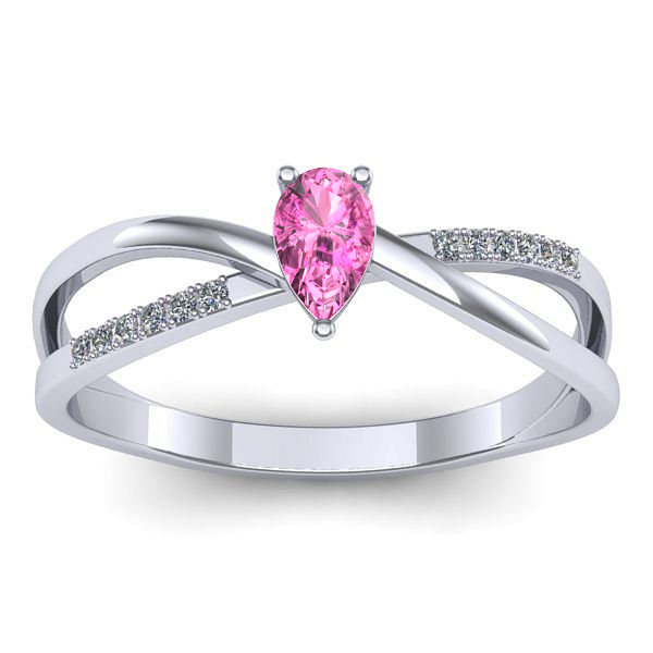 Inel logodna cu safir roz lacrima