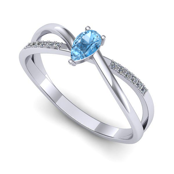 Inel din aur alb cu topaz blue