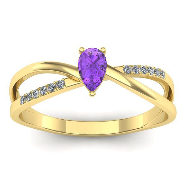 Inel de logodna cu ametist lacrima