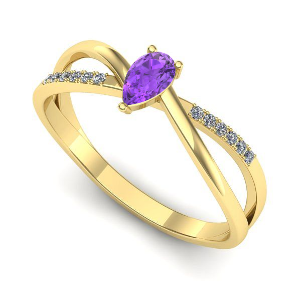 Inel de logodna din aur galben cu ametist