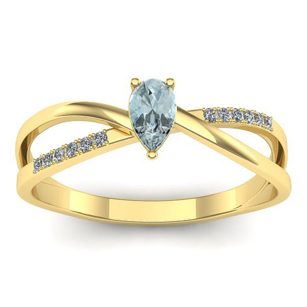 Inel cu aquamarin lacrima