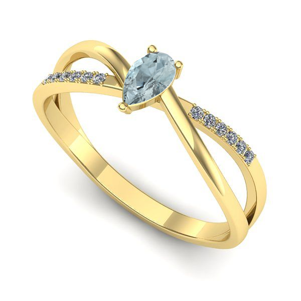 Inel de logodna din aur galben cu aquamarin