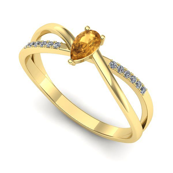Inel din aur galben cu citrin