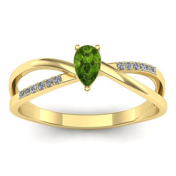 Inel de logodna cu peridot lacrima