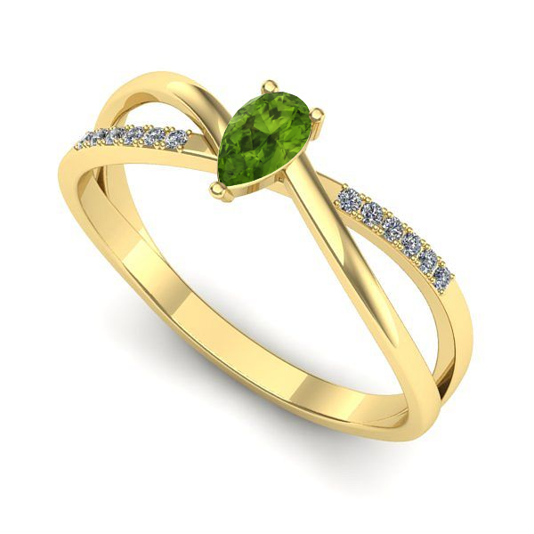 Inel de logodna din aur galben cu peridot