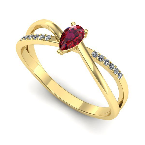 Inel de logodna din aur galben cu rubin