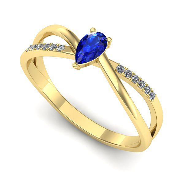 Inel din aur galben cu safir