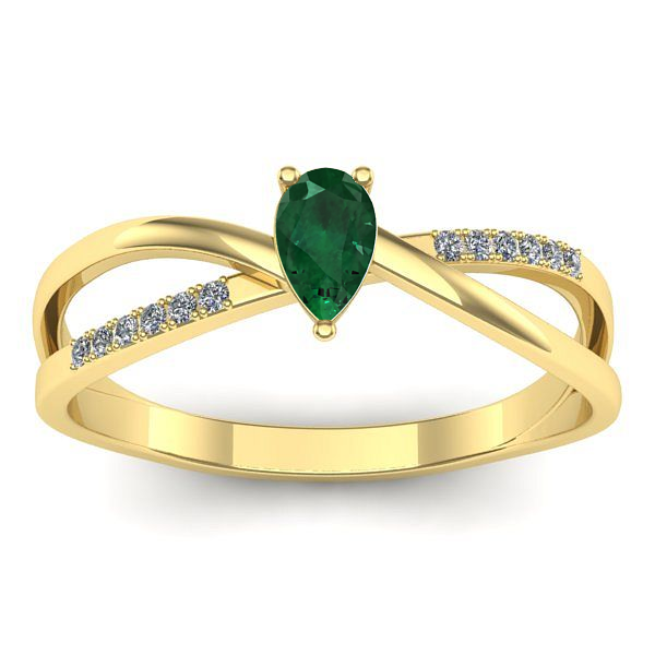 Inel logodna cu smarald lacrima