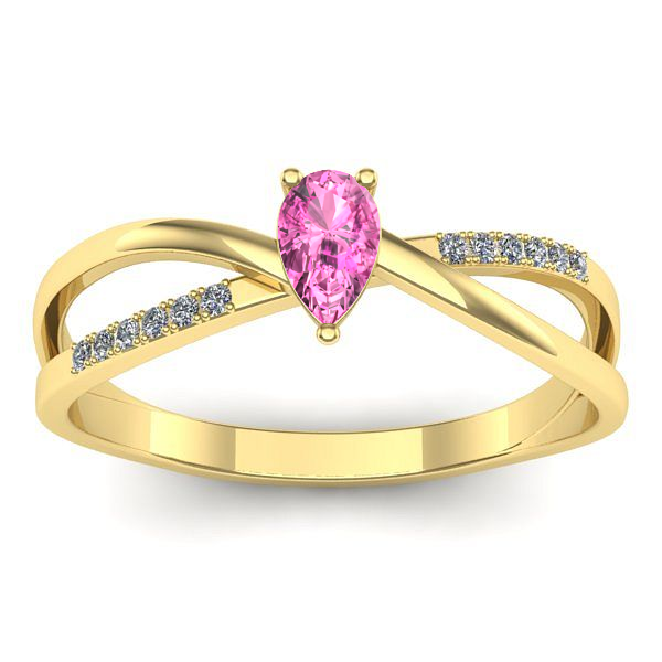 Inel logodna cu safir roz lacrima