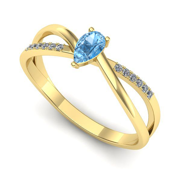 Inel de logodna din aur galben cu topaz blue
