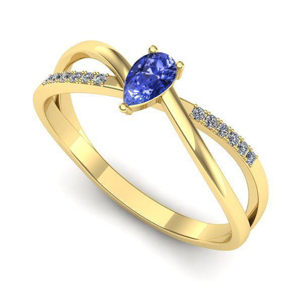 Inel logodna din aur galben cu tanzanit