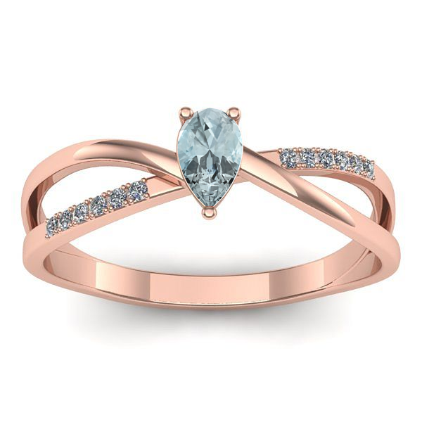 Inel logodna cu aquamarin lacrima