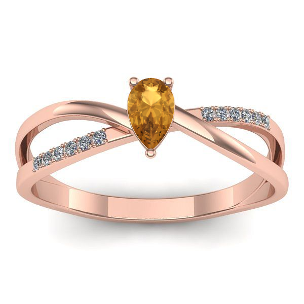 Inel logodna cu citrin lacrima