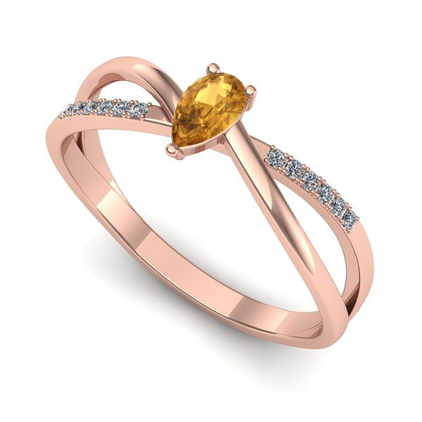 Inel logodna din aur roz cu citrin